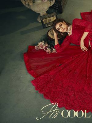 Red Net Embroidered  CancanLehenga Choli 4