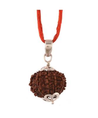 Raviour Lifestyle 10 Mukhi Rudraksha Pendant Ten Faced Nepali Rudraksh Bead Original & Certified Pendant 1