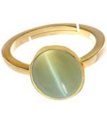 Raviour Lifestyle Green Cat Eye Lahsuniya 100% Original Gemstone Asthdhatu ring