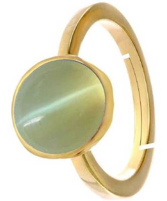 Raviour Lifestyle Green Cat Eye Lahsuniya 100% Original Gemstone Asthdhatu ring 1