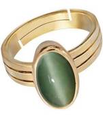 Raviour Lifestyle Green Cat Eye Lahsuniya 100% Original Gemstone Asthdhatu ring