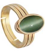 Raviour Lifestyle Green Cat Eye Lahsuniya 100% Original Gemstone Asthdhatu ring