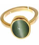 Raviour Lifestyle Green Cat Eye Lahsuniya 100% Original Gemstone Asthdhatu ring