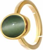 Raviour Lifestyle Green Cat Eye Lahsuniya 100% Original Gemstone Asthdhatu ring