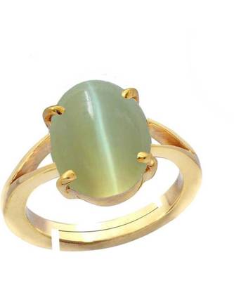Raviour Lifestyle Green Cat Eye Lahsuniya 100% Original Gemstone Asthdhatu ring 1