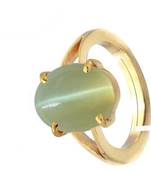 Raviour Lifestyle Green Cat Eye Lahsuniya 100% Original Gemstone Asthdhatu ring