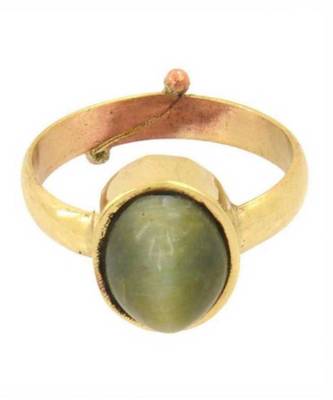 Raviour Lifestyle Green Cat Eye Lahsuniya 100% Original Gemstone Asthdhatu ring 1