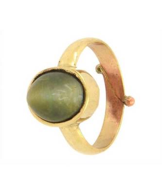Raviour Lifestyle Green Cat Eye Lahsuniya 100% Original Gemstone Asthdhatu ring 1