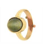 Raviour Lifestyle Green Cat Eye Lahsuniya 100% Original Gemstone Asthdhatu ring