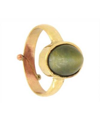 Raviour Lifestyle Green Cat Eye Lahsuniya 100% Original Gemstone Asthdhatu ring 1