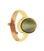 Raviour Lifestyle Green Cat Eye Lahsuniya 100% Original Gemstone Asthdhatu ring