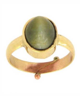 Raviour Lifestyle Green Cat Eye Lahsuniya 100% Original Gemstone Asthdhatu ring 1