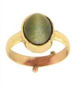 Raviour Lifestyle Green Cat Eye Lahsuniya 100% Original Gemstone Asthdhatu ring