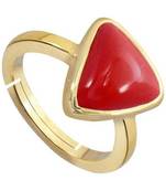 Raviour Lifestyle Triangle Coral Stone Brass Coral Brass Plated  Ring