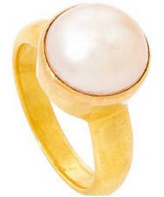 Raviour Lifestyle Pearl (Moti) 5.00 Ratti White Pearl 100% Original Gemstone Ashtadhatu Rashi Ratna Ring  1
