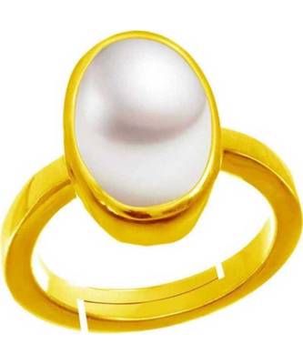 Raviour Lifestyle Pearl (Moti) 7.15 Ratti White Pearl 100% Original Gemstone Ashtadhatu Rashi Ratna Ring  1