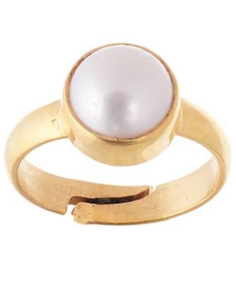 Raviour Lifestyle Pearl (Moti) 7.30 Ratti White Pearl 100% Original Gemstone Ashtadhatu Rashi Ratna Ring . 1