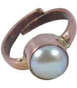 Raviour Lifestyle Pearl (Moti) 8.00 Ratti White Pearl 100% Original Gemstone Ashtadhatu Rashi Ratna Ring 