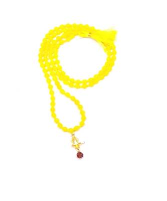 Lord Shiva Mahakal Shivling Rudraksha Pendant With Yellow Hakik Agate 108 beads Mala For Health And Peace 1