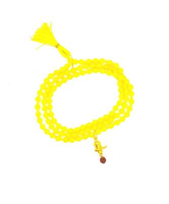 Lord Shiva Mahakal Shivling Rudraksha Pendant With Yellow Hakik Agate 108 beads Mala For Health And Peace 1