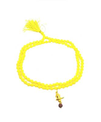 Lord Shiva Mahakal Shivling Rudraksha Pendant With Yellow Hakik Agate 108 beads Mala For Health And Peace 1