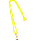 Om Shiv Mahakal Trishul With Rudraksha Pendant With Yellow Hakik Agate 108 beads Mala For 