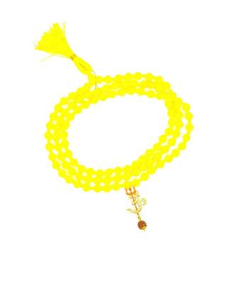 Om Shiv Mahakal Trishul With Rudraksha Pendant With Yellow Hakik Agate 108 beads Mala For  1