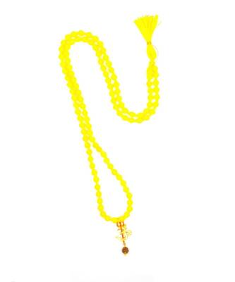 Om Shiv Mahakal Trishul With Rudraksha Pendant With Yellow Hakik Agate 108 beads Mala For  1
