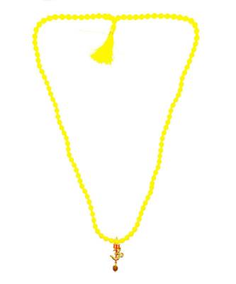 Om Shiv Mahakal Trishul With Rudraksha Pendant With Yellow Hakik Agate 108 beads Mala For  1
