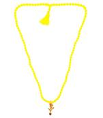 Om Shiv Mahakal Trishul With Rudraksha Pendant With Yellow Hakik Agate 108 beads Mala For 