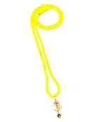 Om Shiv Mahakal Trishul With Rudraksha Pendant With Yellow Hakik Agate 108 beads Mala For 