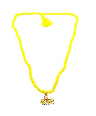 Raviour Lifestyle Lord Shiv Mahakal Bholenath Trishul Pendant With Yellow Hakik Agate 108 beads Mala properly energized 1