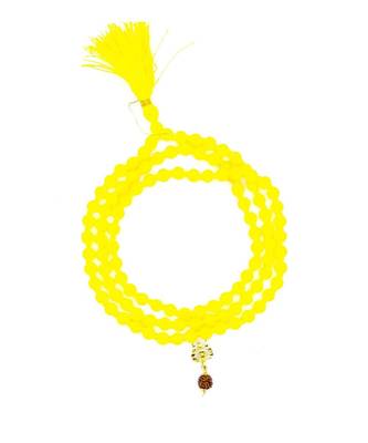 Mahakal Bholenath Trishul Pendant With Yellow Hakik Agate 108 beads Mala For Good Health And Lord Shiv Blessing 1