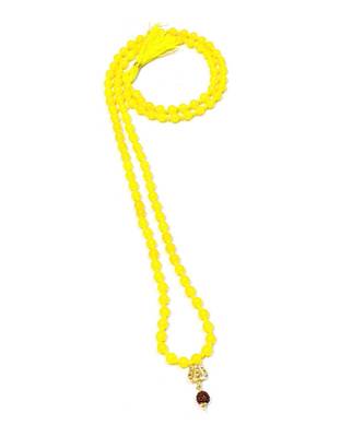 Mahakal Bholenath Trishul Pendant With Yellow Hakik Agate 108 beads Mala For Good Health And Lord Shiv Blessing 1