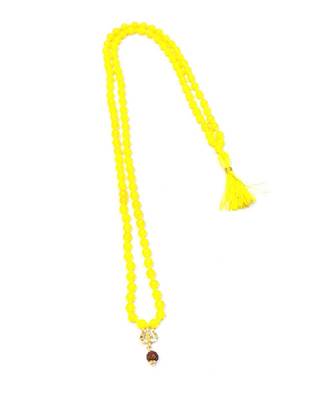 Mahakal Bholenath Trishul Pendant With Yellow Hakik Agate 108 beads Mala For Good Health And Lord Shiv Blessing 1