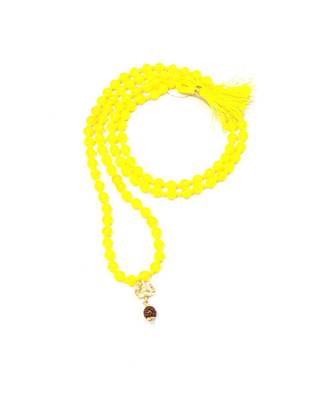 Mahakal Bholenath Trishul Pendant With Yellow Hakik Agate 108 beads Mala For Good Health And Lord Shiv Blessing 1