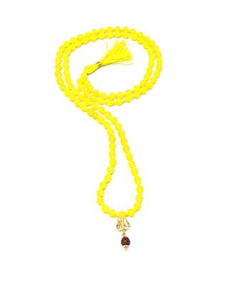 Mahakal Bholenath Trishul Pendant With Yellow Hakik Agate 108 beads Mala For Good Health And Lord Shiv Blessing 1