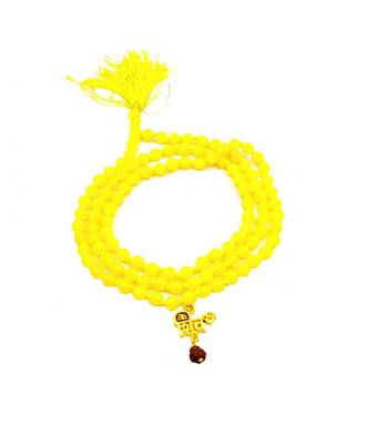 Lord Shiv Mahakal Mahadev Bholenath Trishul Pendant With Yellow Hakik Agate 108 beads Mala  1