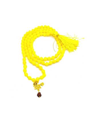 Lord Shiv Mahakal Mahadev Bholenath Trishul Pendant With Yellow Hakik Agate 108 beads Mala  1