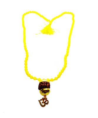Raviour Lifestyle Mahadev Shiva Om Rudraksha Pendant With Yellow Hakik Agate 108 beads Mala For Mahadev Blessing  1