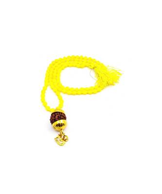 Raviour Lifestyle Mahadev Shiva Om Rudraksha Pendant With Yellow Hakik Agate 108 beads Mala For Mahadev Blessing  1