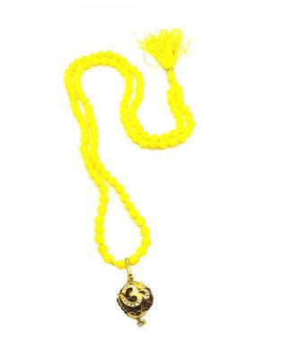 Lord shiv punchmukhi rudraksha Om pendant With Yellow Hakik Agate 108 beads Mala For Good Luck and Mahadev Blessing 1