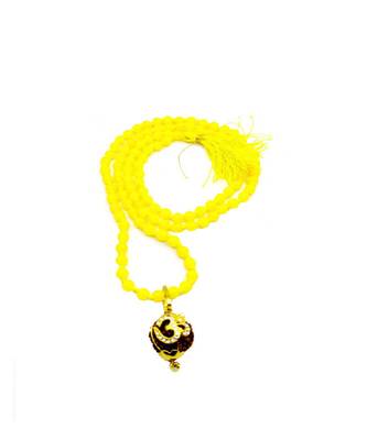 Lord shiv punchmukhi rudraksha Om pendant With Yellow Hakik Agate 108 beads Mala For Good Luck and Mahadev Blessing 1