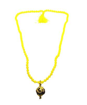 Lord shiv punchmukhi rudraksha Om pendant With Yellow Hakik Agate 108 beads Mala For Good Luck and Mahadev Blessing 1