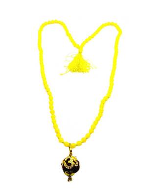 Lord shiv punchmukhi rudraksha Om pendant With Yellow Hakik Agate 108 beads Mala For Good Luck and Mahadev Blessing 1