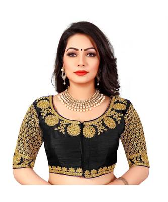 Black art silk Zari Work blouse 1