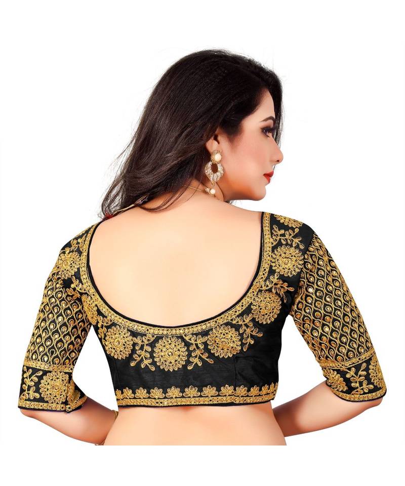 Black art silk Zari Work blouse