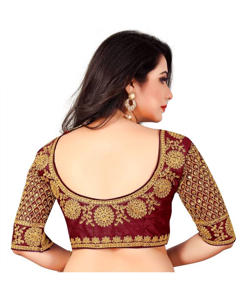 maroon art silk Zari Work blouse