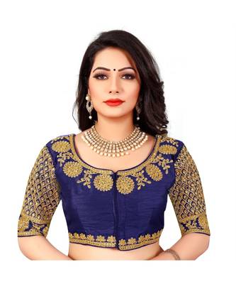 Navyblue art silk Zari Work blouse 1