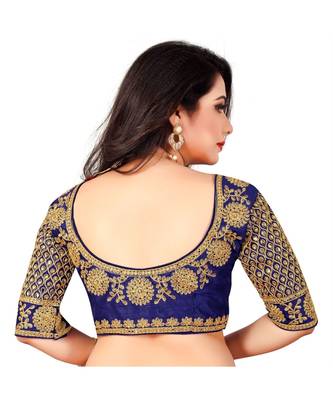 Navyblue art silk Zari Work blouse 2